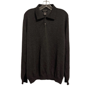 Valda by‎ Toscano Dark Gray Merino Wool Collared Sweater XL Pre-owned